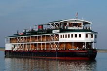 Travelers with Upstream Mekong River with Pandaw cruiser