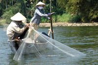 TOURISTS IN Thanh Nam Fishing Village by Jeep and Boat Tour