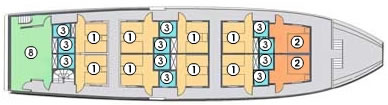 mid floor: 10 luxury cabins on the second floor of Dragon Pearl Junk