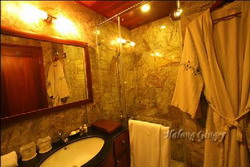 Bath room with shower in Halong Ginger Junk, Halong Bay, Vietnam private tours