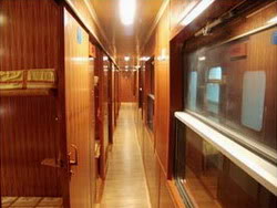 Corridor in Pumpkin train, Hanoi-Sapa train