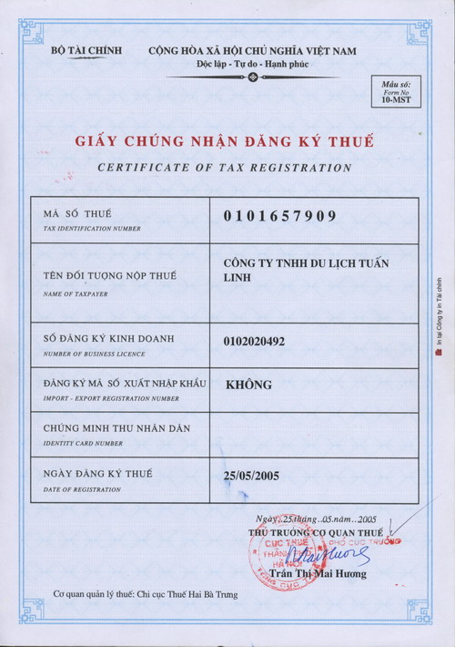 Tax code of Tuan Linh Travel