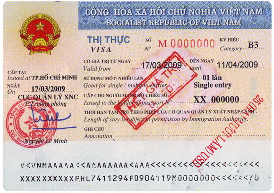 Vietnam visa issued on arrival at Tan Son Nhat airport, Ho Chi Minh City (Saigon), Vietnam